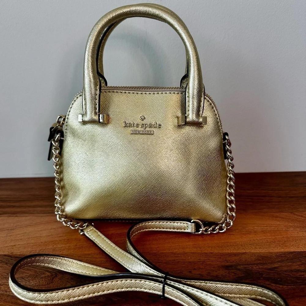 kate spade Metallic Gold Mini Satchel Crossbody